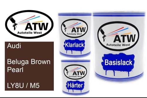 Audi, Beluga Brown Pearl, LY8U / M5: 1L Lackdose + 1L Klarlack + 500ml Härter - Set, von ATW Autoteile West.